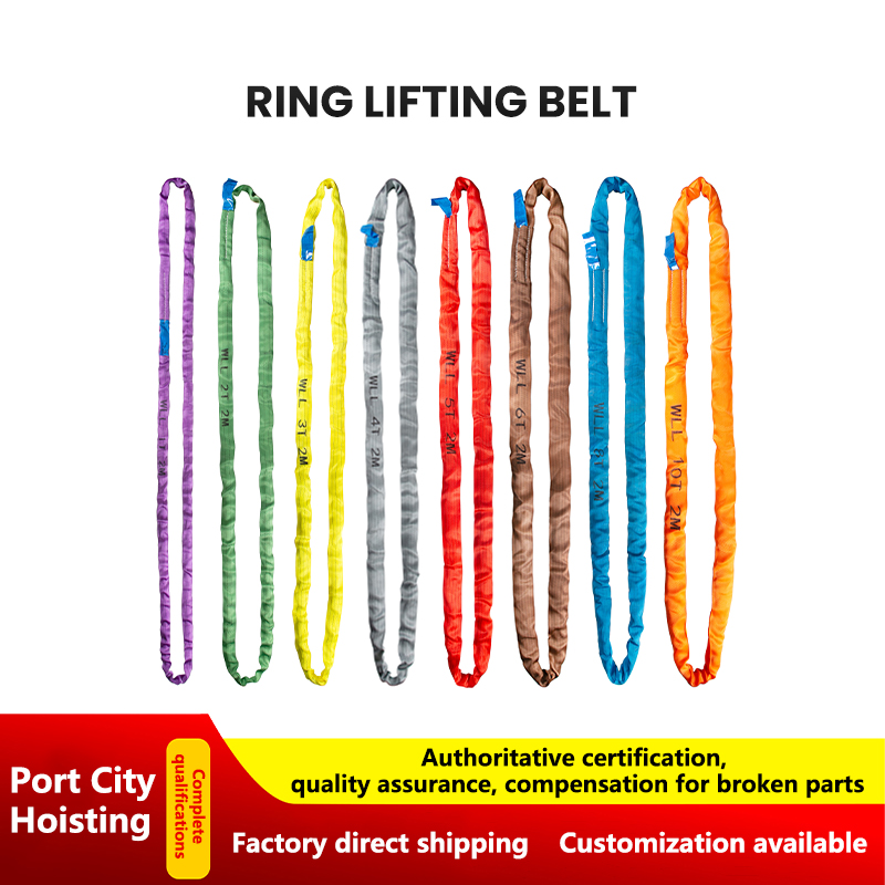 How does the polyester or nylon material of the ring lifting belt prevent surface damage to delicate loads compared to traditional steel wire ropes?
